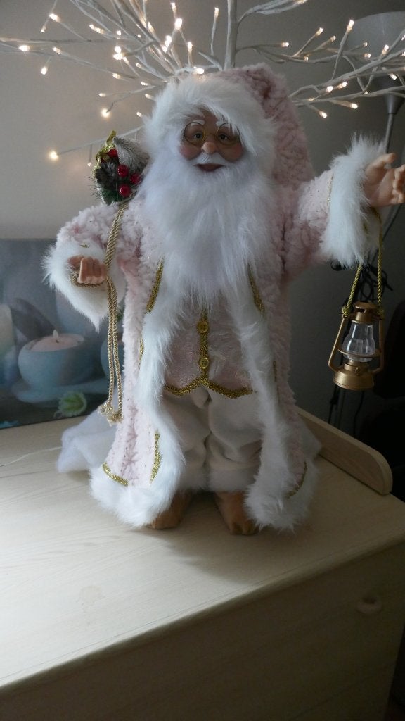 Kerstmanjas roze/wit/goud 65 cm, Diversen, Ophalen of Verzenden, Zo goed als nieuw