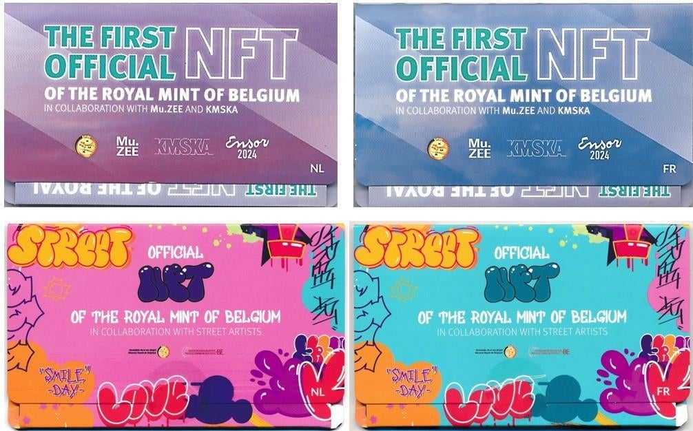 Lot 4 coincards 2,5 euro België in blisters met NFT, Ophalen of Verzenden, België, 5 euro