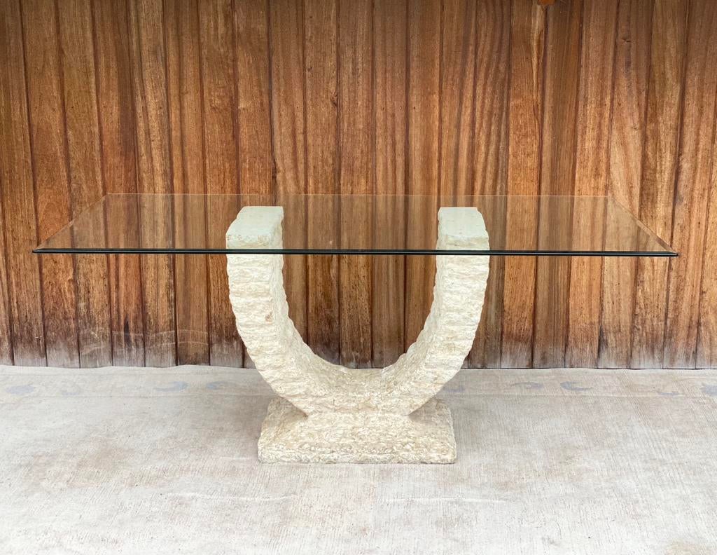 Vintage mactanstone eetkamertafel, Antiquités & Art, Antiquités | Meubles | Tables, Enlèvement