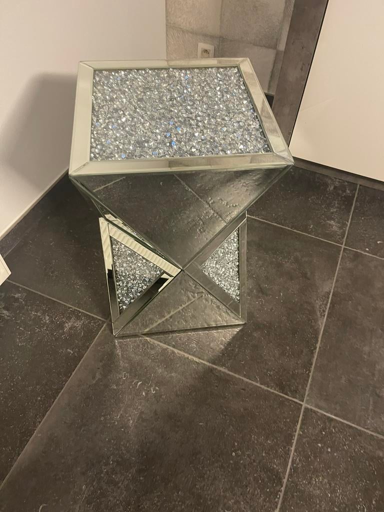 Table d appoint strass miroir, Maison & Meubles, Enlèvement, Comme neuf