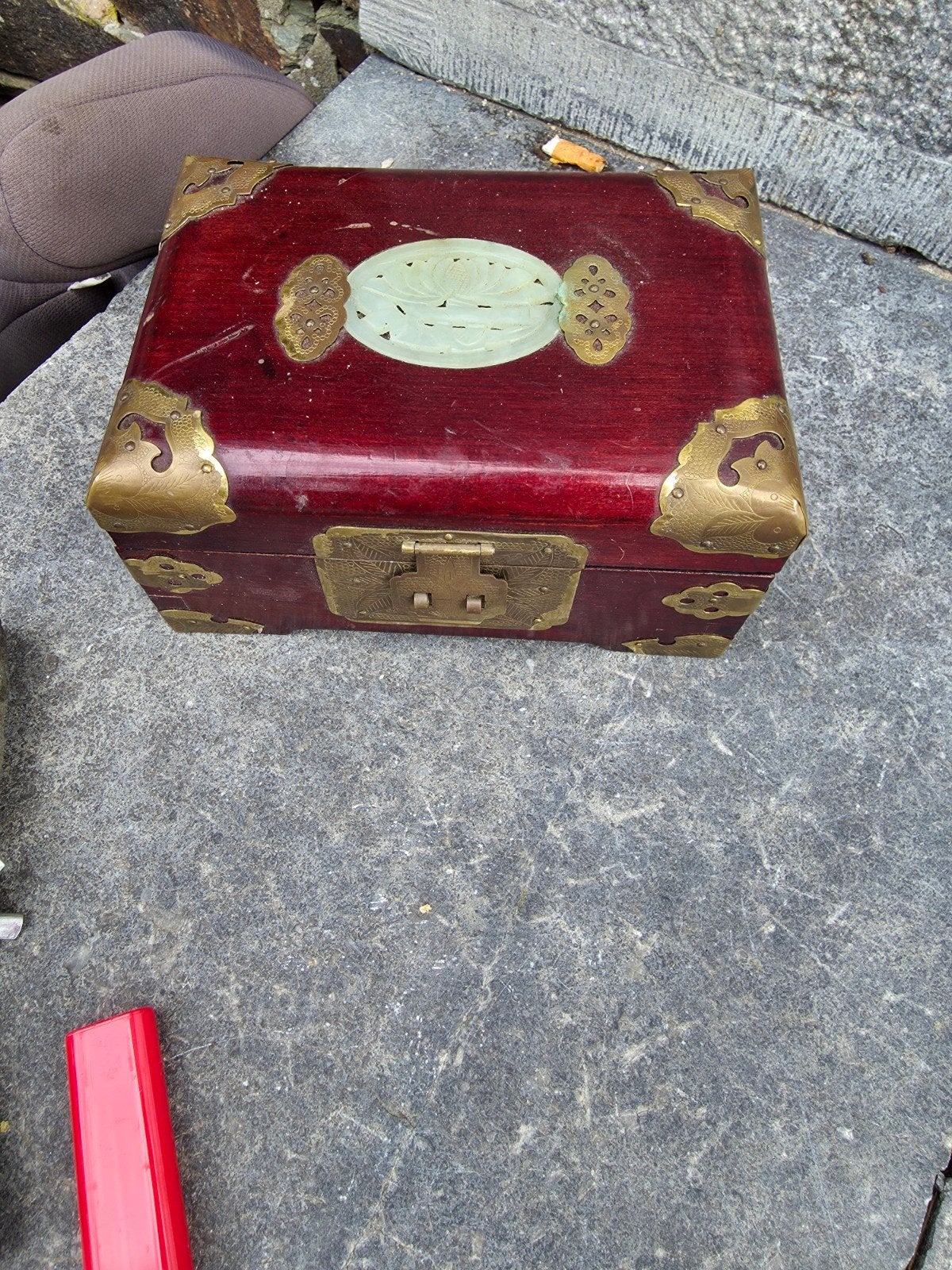vintage houten chinese juwelendoos, Ophalen of Verzenden