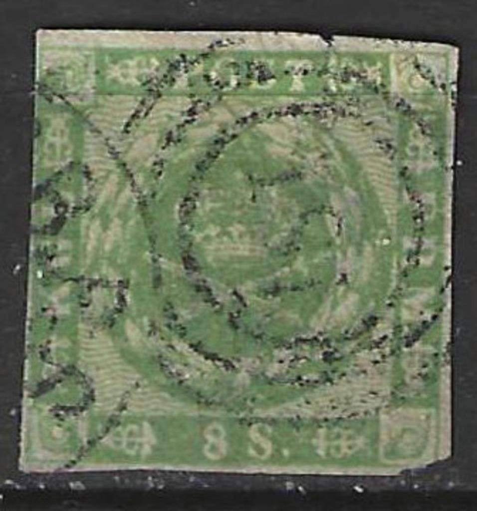 Denemarken 1854/1864 - Yvert 5 - Wapen - 8 s. Groen (ST), Verzenden, Denemarken, Gestempeld
