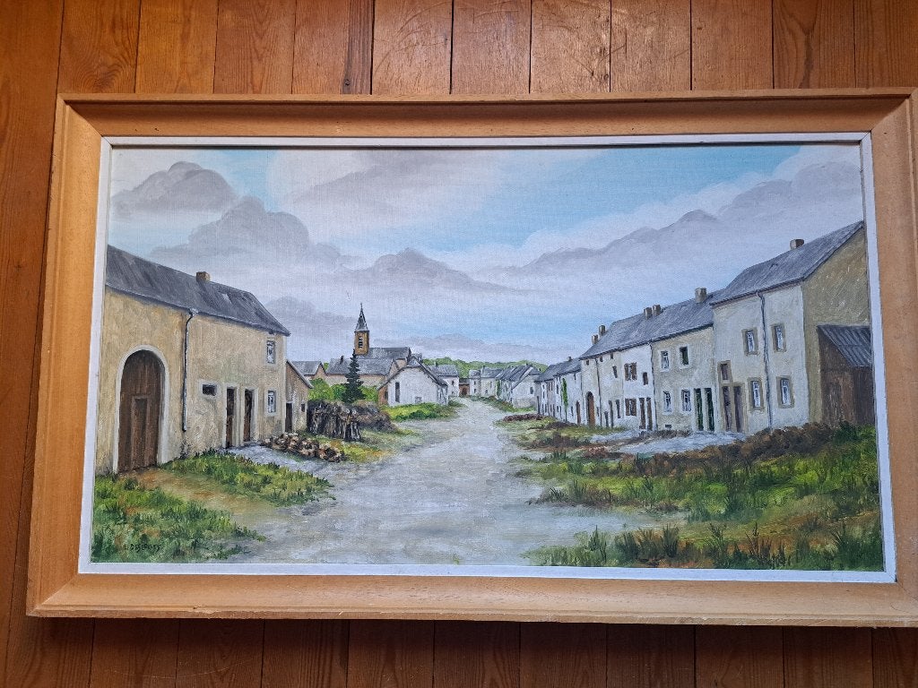 Leopold Desloges (Arlon) -  Vue de Chantemelle (Etalle), Antiquités & Art, Enlèvement ou Envoi, Toile, Signé, Peinture à l'huile