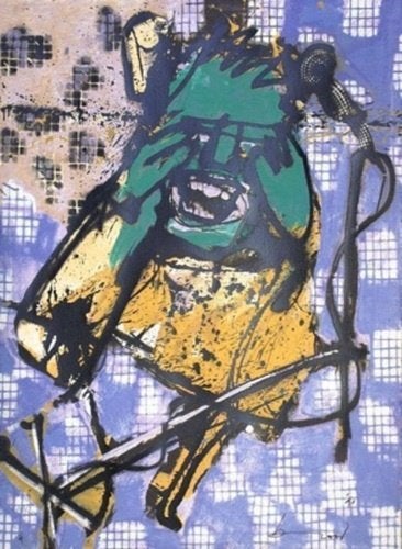 Herman Brood - "De Zanger", Signé, Envoi, Sérigraphie