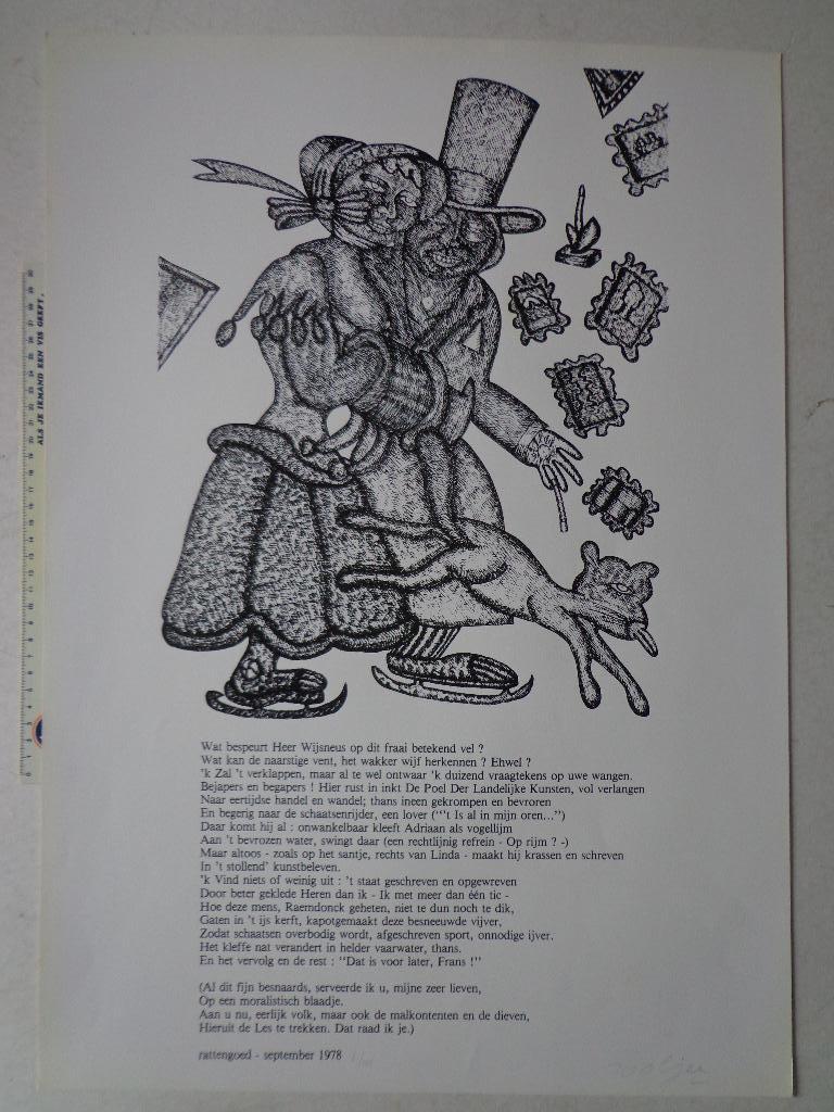 prent van Pjeroo Roobjee "Rattengoed" 1978 De Zwarte Panter, Ophalen of Verzenden