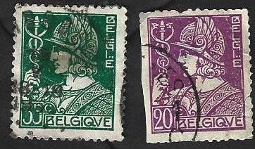 2 Postzegels België 1932 Ceres en Mercurius, Frankeerzegel, Ophalen of Verzenden, Gestempeld, Gestempeld