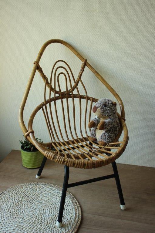 Vintage kinderstoel rotan, Kinderen en Baby's, Ophalen of Verzenden