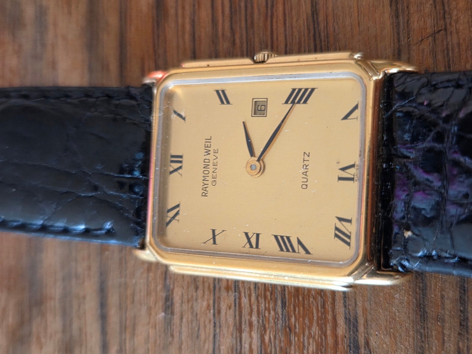 Montre Vintage Raymond Weil 5600 - Style Tank Plaquée Or 18k, Montre-bracelet, Autres marques, Enlèvement ou Envoi, Avec bracelet