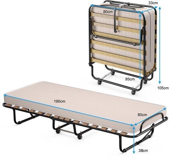 Logeerbed 80x190 opklapbaar, nog in verpakking., Huis en Inrichting, Ophalen, Eenpersoons, Zwart, Nieuw