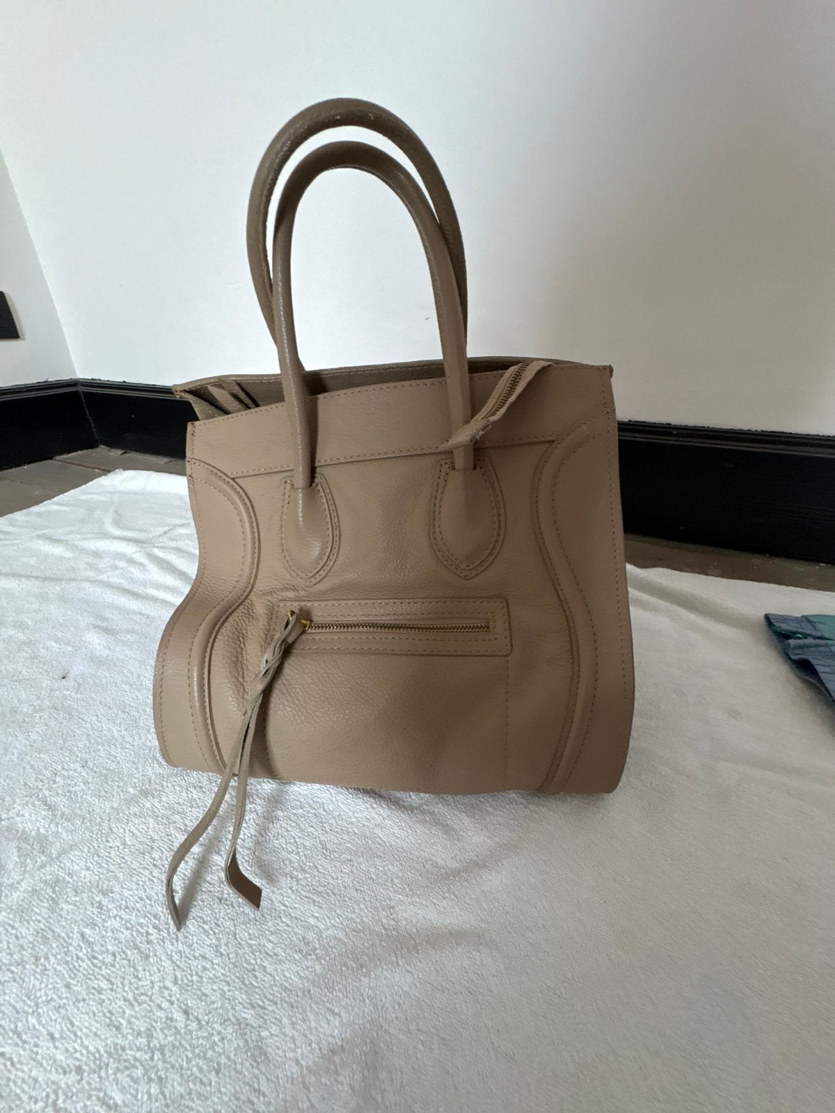 Sac à main en cuir véritable beige - Made in Italy, Enlèvement, Comme neuf, Beige, Sac à main