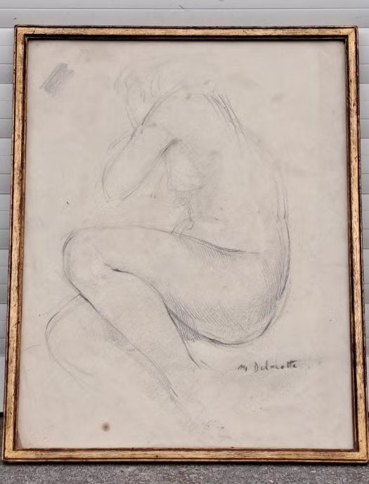 Dessin nu signe Marcel delmotte, Antiek en Kunst, Kunst | Tekeningen en Fotografie, Tekening, Ophalen of Verzenden