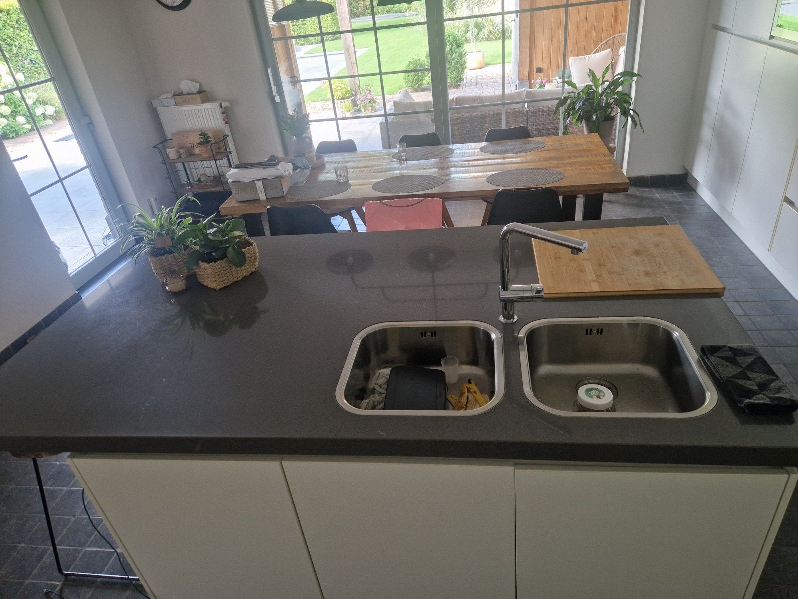 Composiet werkblad & achterwand, Huis en Inrichting, Ophalen, Zo goed als nieuw, Grijs, Composiet