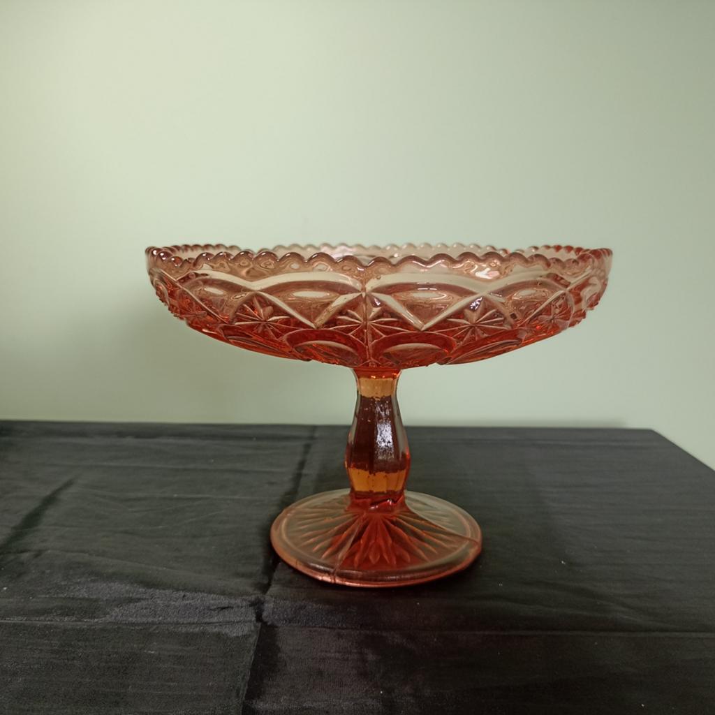 Prachtige Vintage Roze Depression Glass Schaal op Voet, Huis en Inrichting, Ophalen of Verzenden