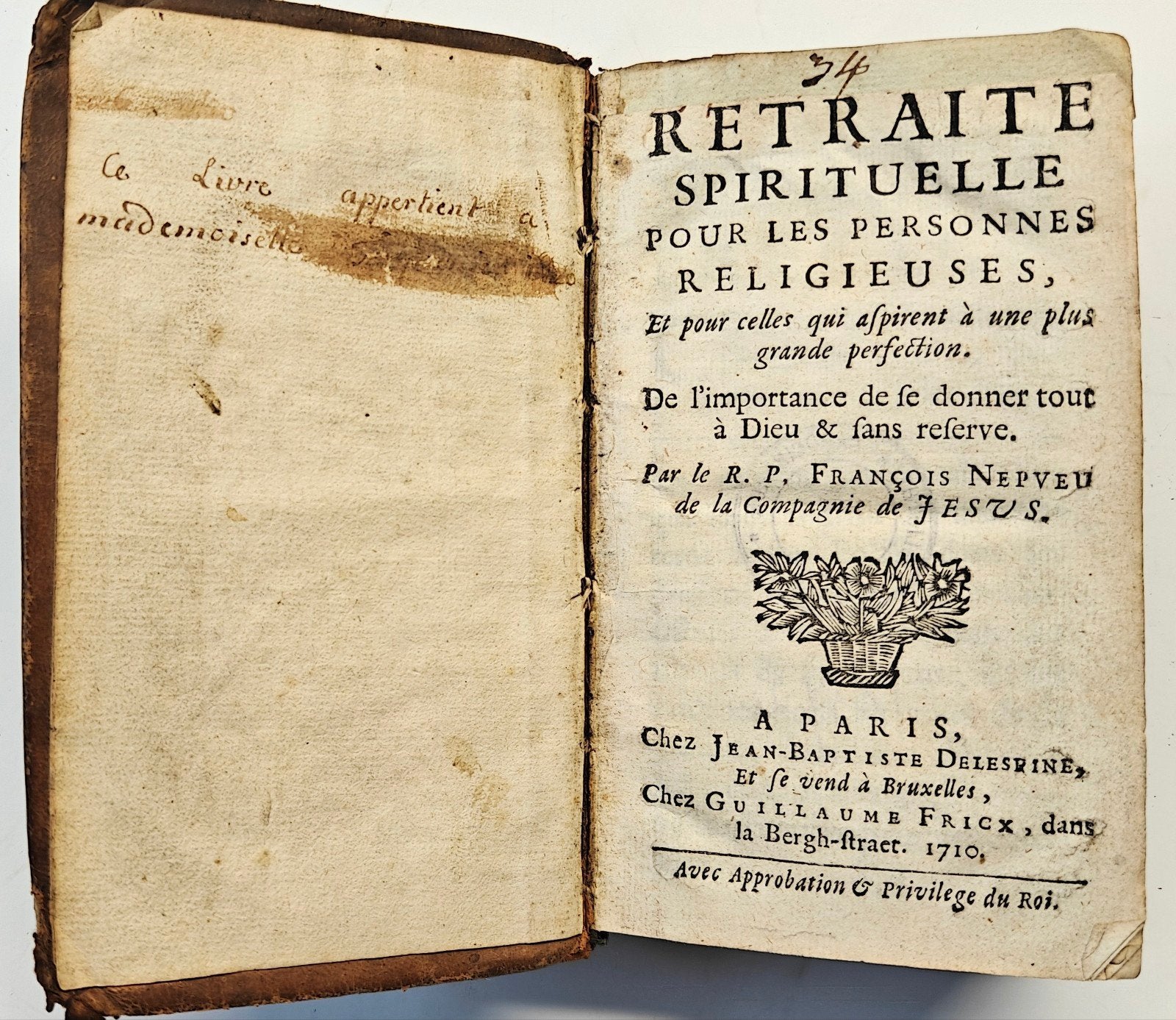 Retraite Spirituelle pour les Personnes... 1710., Ophalen of Verzenden