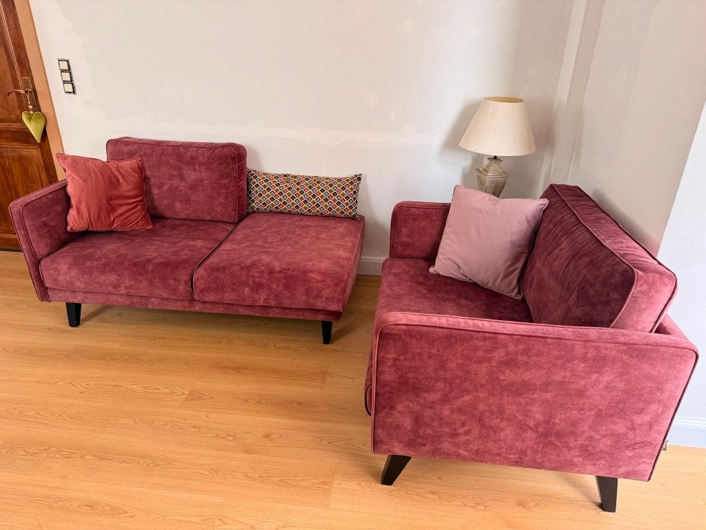 Slaapbank + fauteuil in de woonkamer - Henders & Hazel, Huis en Inrichting, Zetels | Zetels, Zo goed als nieuw, Ophalen
