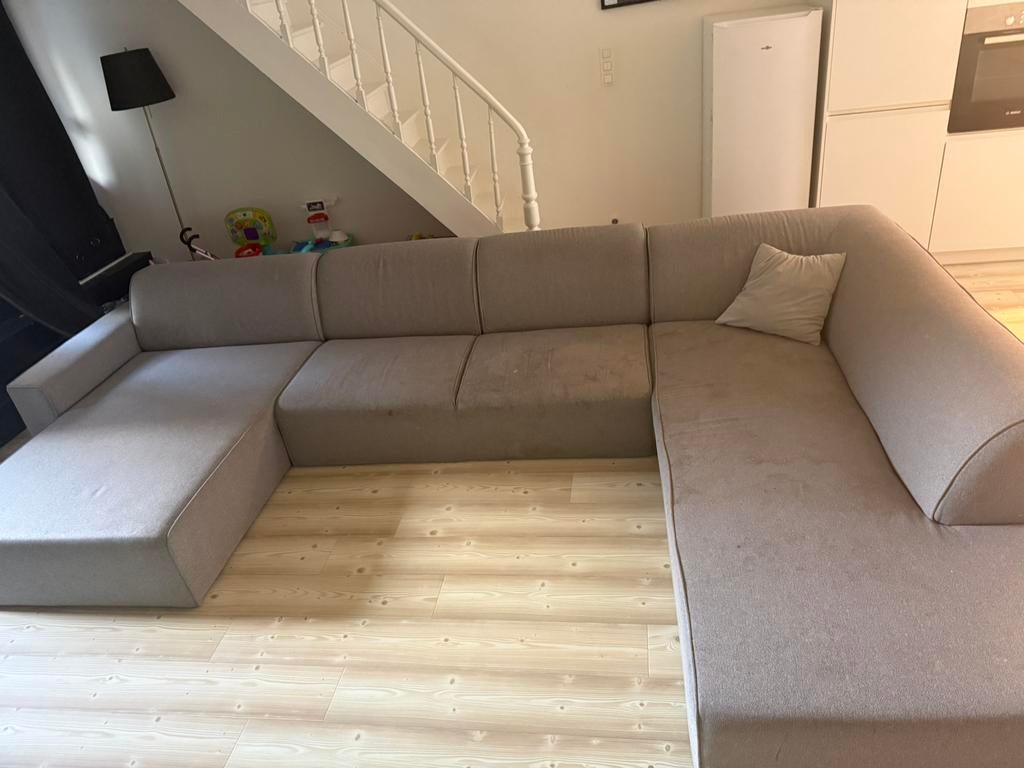 Grijze grote zetel, Huis en Inrichting, Zetels | Zetels, Ophalen, Gebruikt, Overige maten, 300 cm of meer