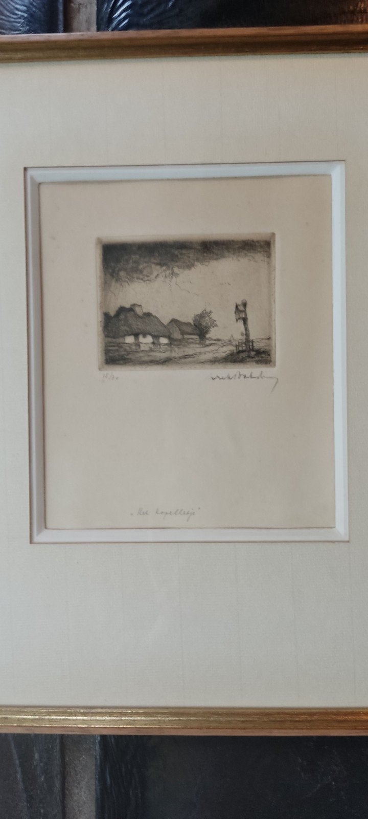 Dirk Baksteen, Ets, Het Kapelletje 15/30, Enlèvement ou Envoi, Eau-forte, Signé