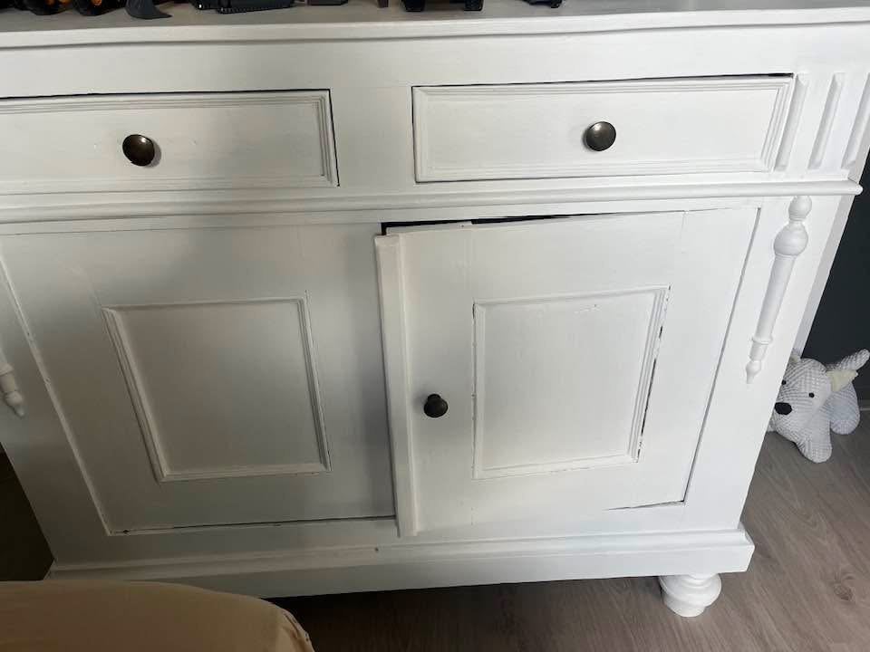 Meuble ancien peint en blanc, Huis en Inrichting, Kasten | Dressoirs, Ophalen, Gebruikt, Grenenhout