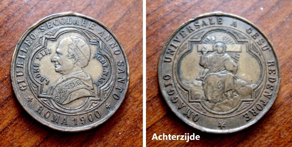 Pausenmedaille Vatikaanstad Rome 1900 Leo XIII, Verzamelen, Verzenden, Gebruikt, Overige typen, Christendom | Katholiek