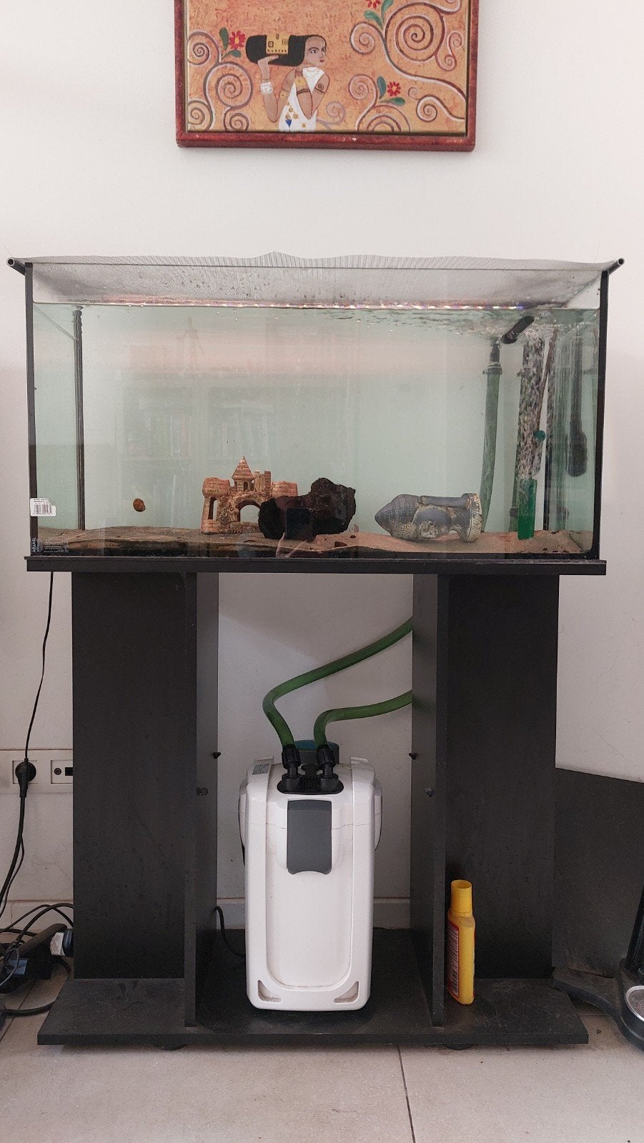 Aquarium 120 liter + meubel, Meuble d'aquarium, Enlèvement, Utilisé, Accessoires inclus