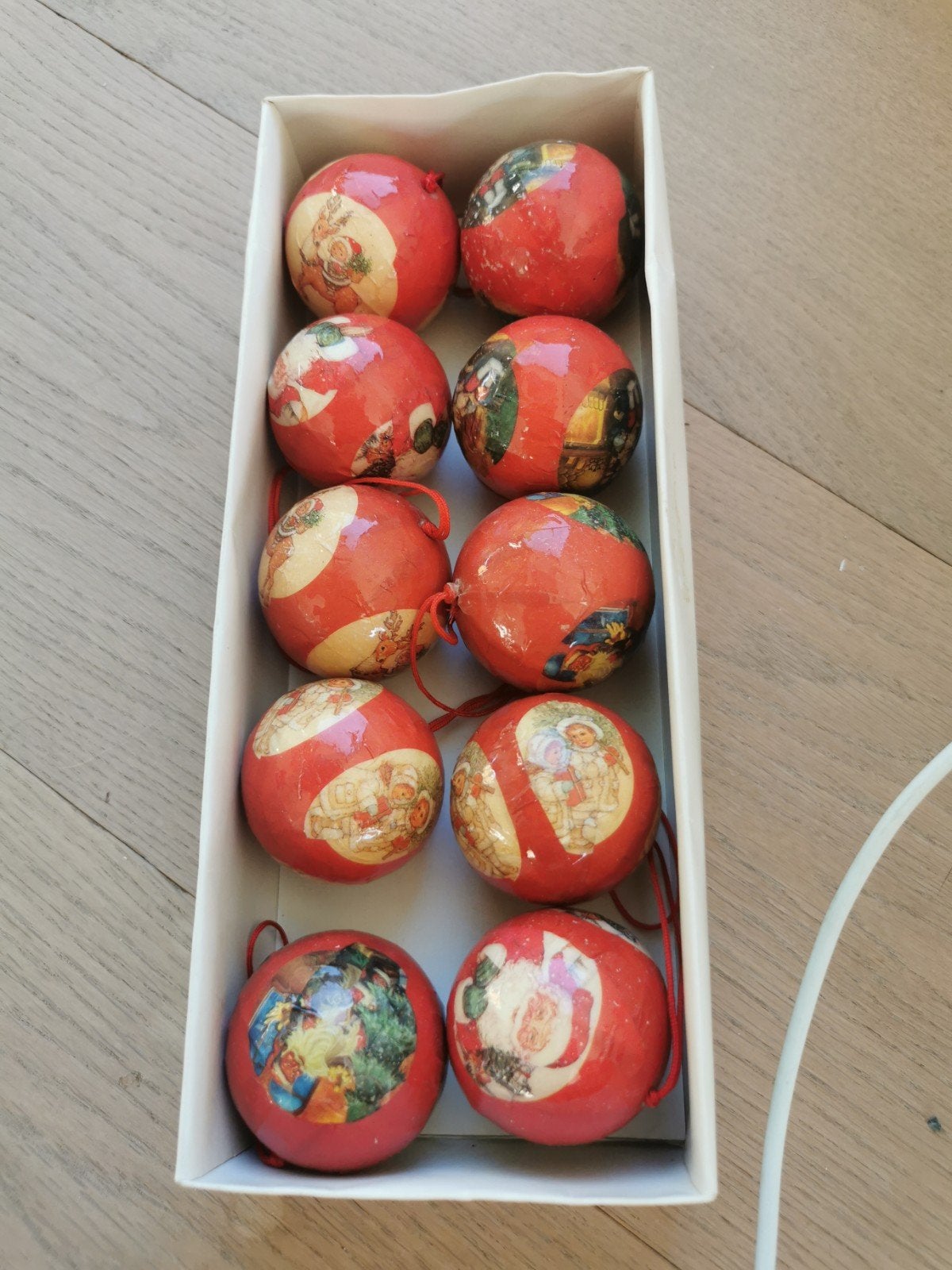 Boules de Noël rouges vintage de 5 à 6 cm diamètre 10 pièces, Divers, Enlèvement ou Envoi, Utilisé