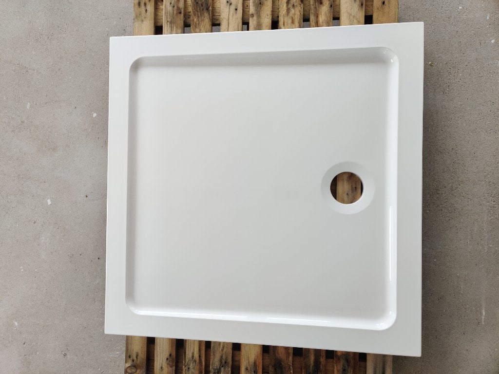 Witte composiet douchebak 90x90, doucheset inbegrepen, Ophalen, Zo goed als nieuw, Steen, Douche