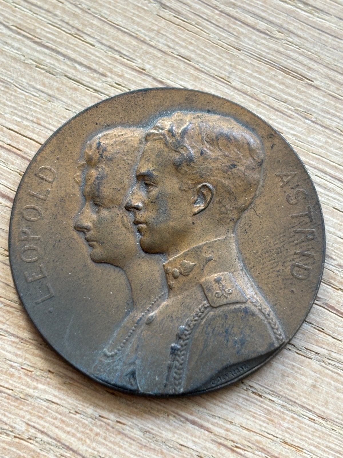 médaille commémorative en bronze  Léopold Astrid, Enlèvement ou Envoi, Bronze