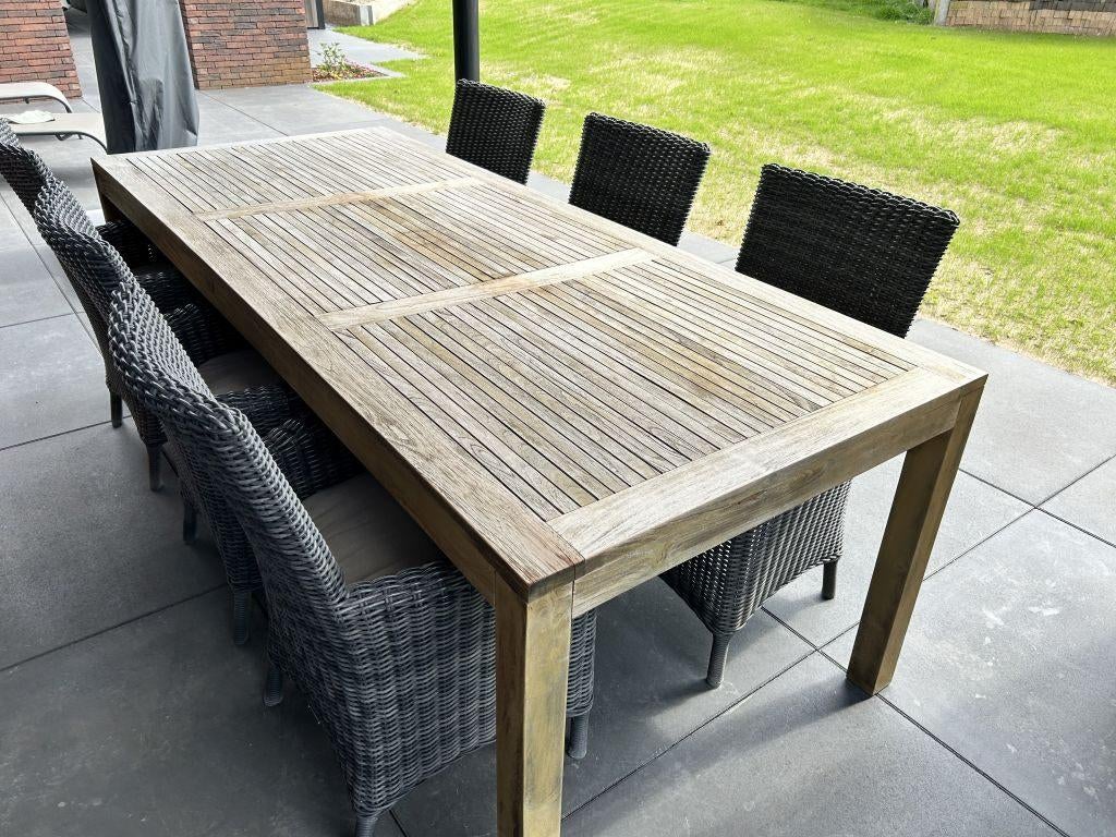 Tuintafel + 6 stoelen, Tuin en Terras, Ophalen, Overige materialen, Gebruikt, 6 zitplaatsen