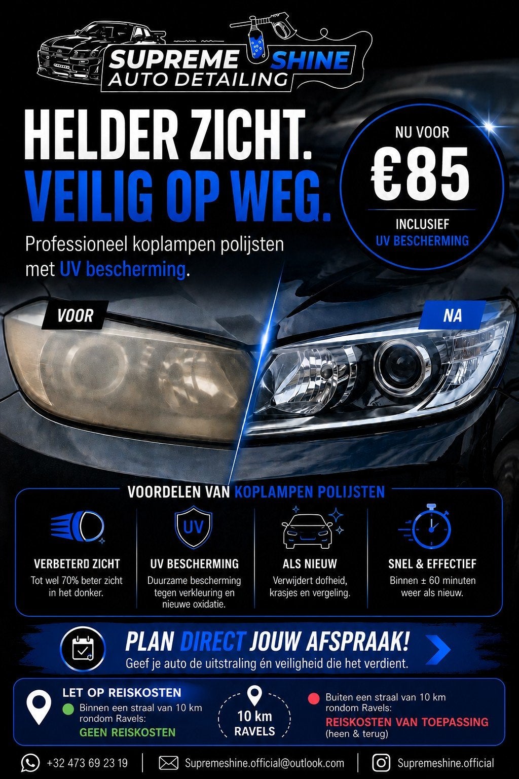 Koplampen polijsten !!!, Auto-onderdelen, Verlichting, Nieuw, Ophalen
