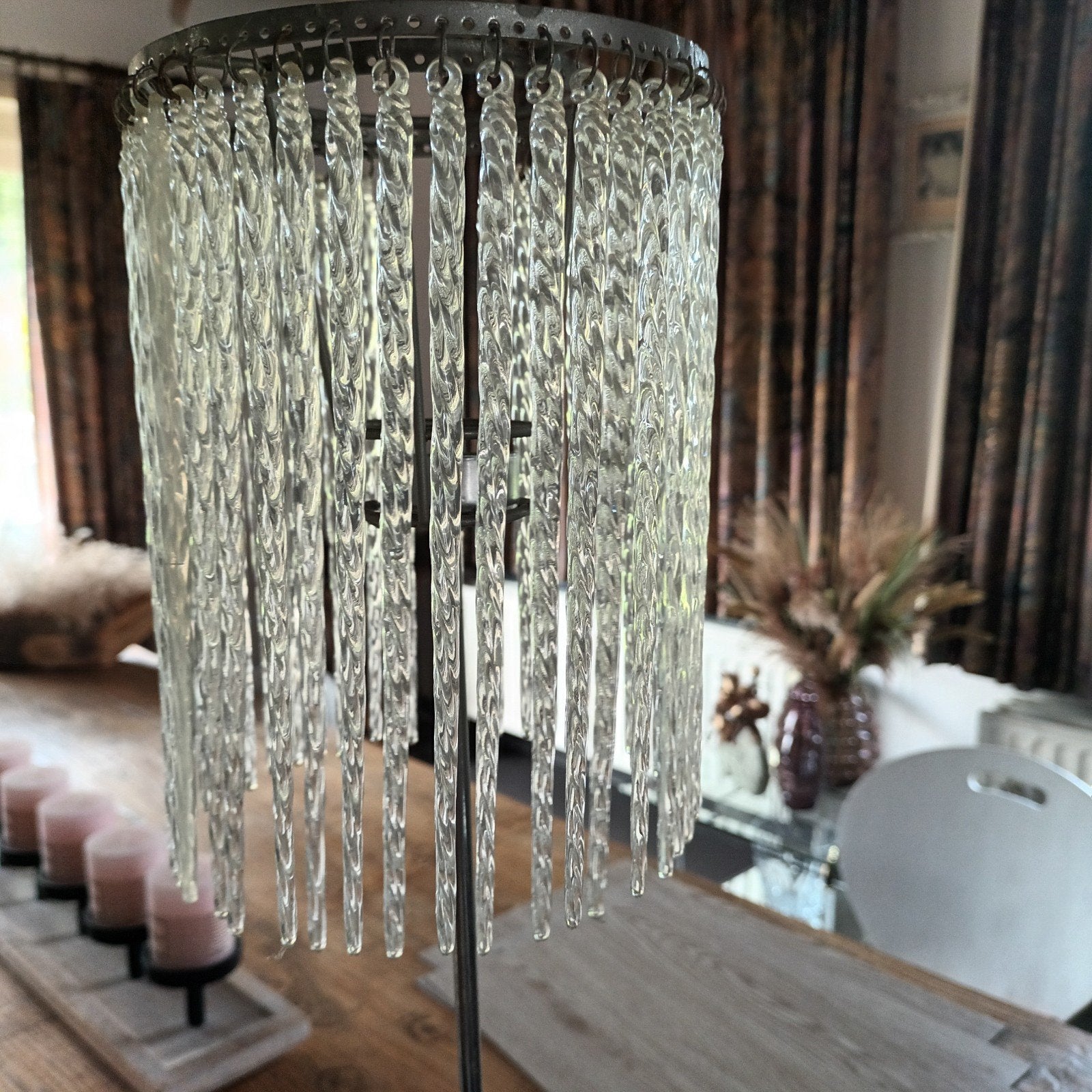 Lamp met glazen staafjes, Huis en Inrichting, Ophalen