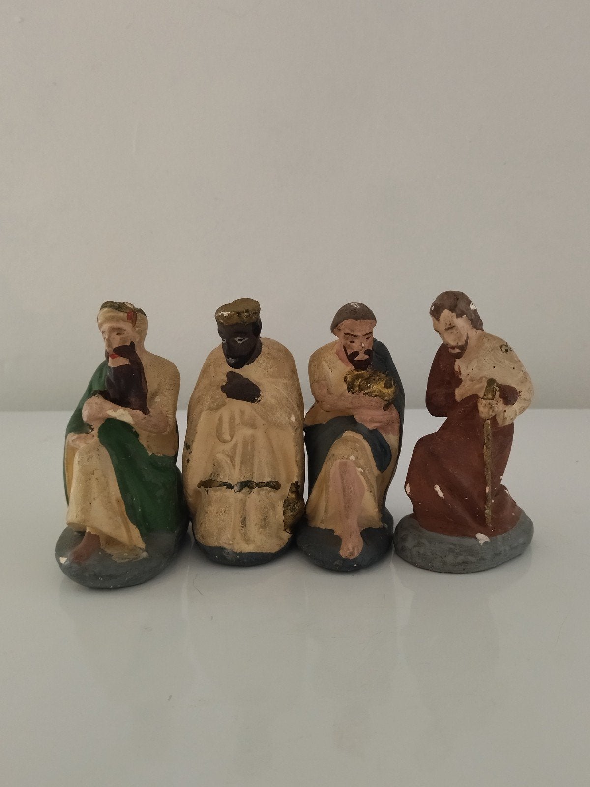 Lot 4 Santons Anciens Crèche 10cm, Divers, Enlèvement ou Envoi