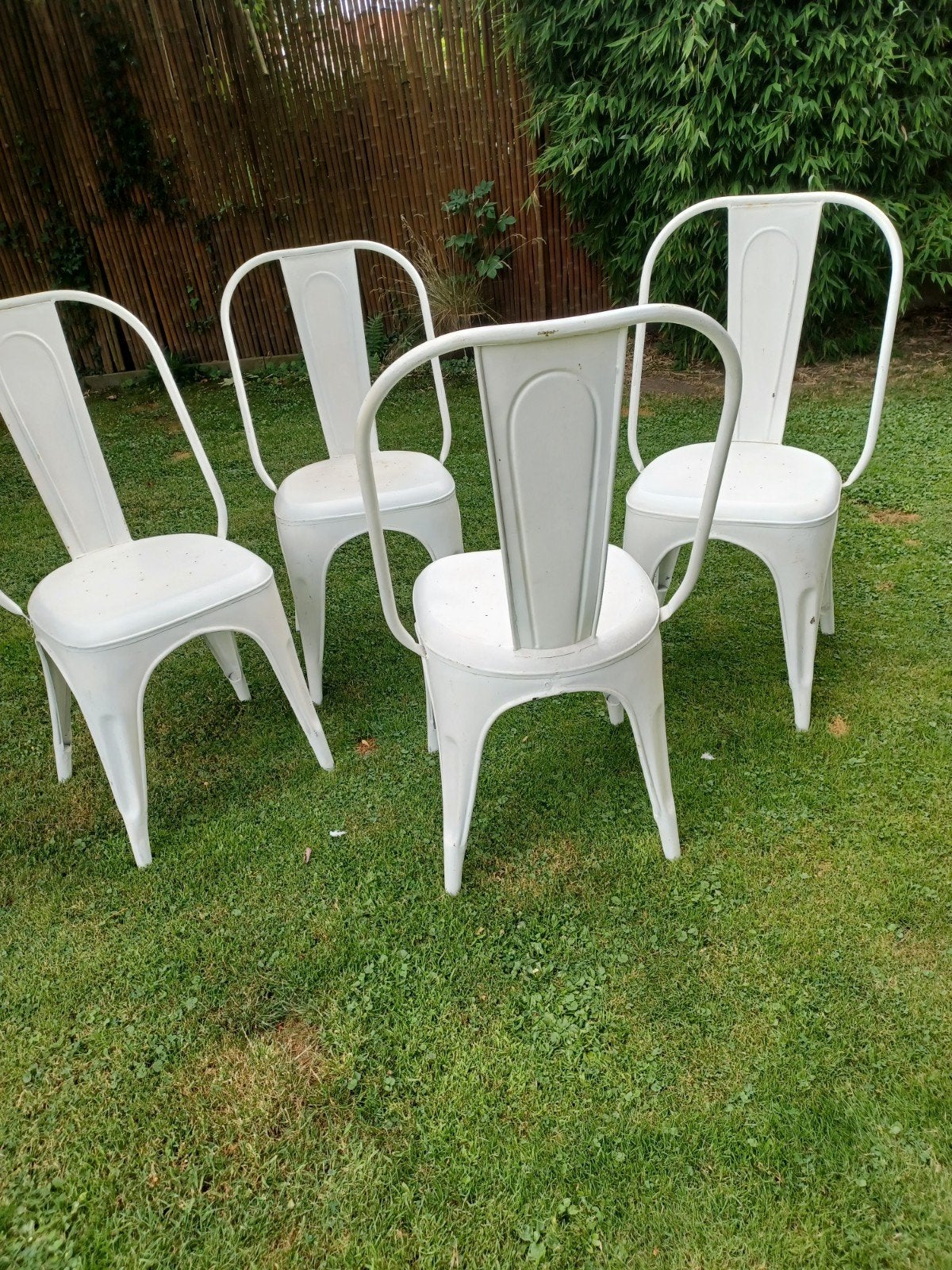 4 chaises de jardin en fer. style industriel, Enlèvement