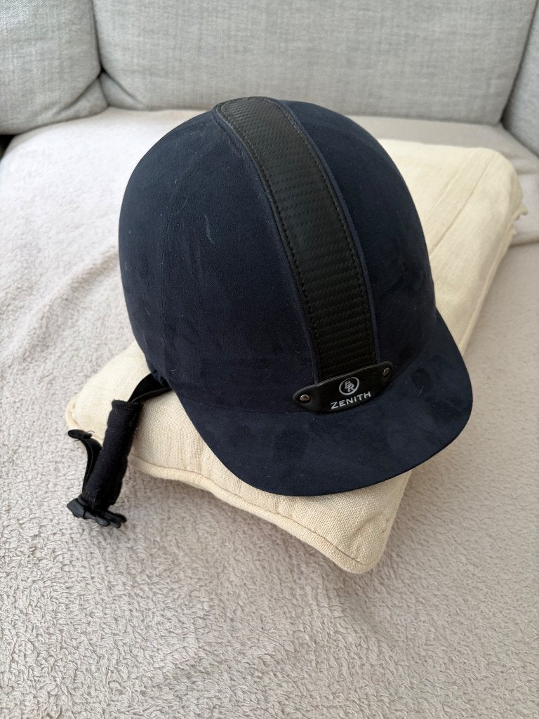 Toque blauw paardrijden, Bleu, Casque d'équitation/bombe, Enlèvement, Utilisé