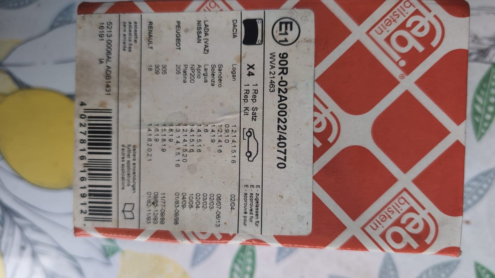Kit Plaquettes et disques de Twingo 1, Enlèvement