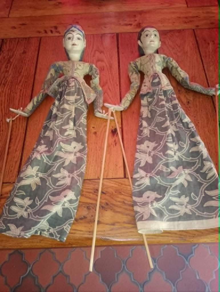 Couple de marionnettes indonésiennes Wayang Kulit, Enlèvement ou Envoi, Comme neuf, Autres types