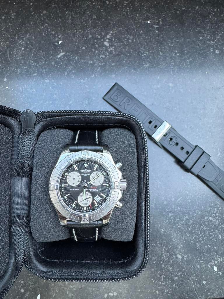 Breitling Colt Chronograph, Bijoux, Sacs & Beauté, Montres | Hommes, Enlèvement ou Envoi, Comme neuf, Cuir, Breitling
