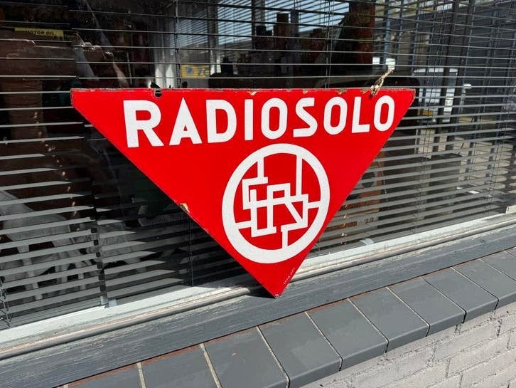 Vintage Radiosolo Emaille Reclamebord - Rood Driehoek