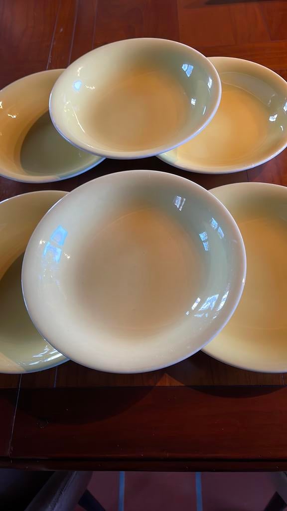 6 diepe pastel borden van boch, Antiek en Kunst, Antiek | Servies los, Ophalen of Verzenden