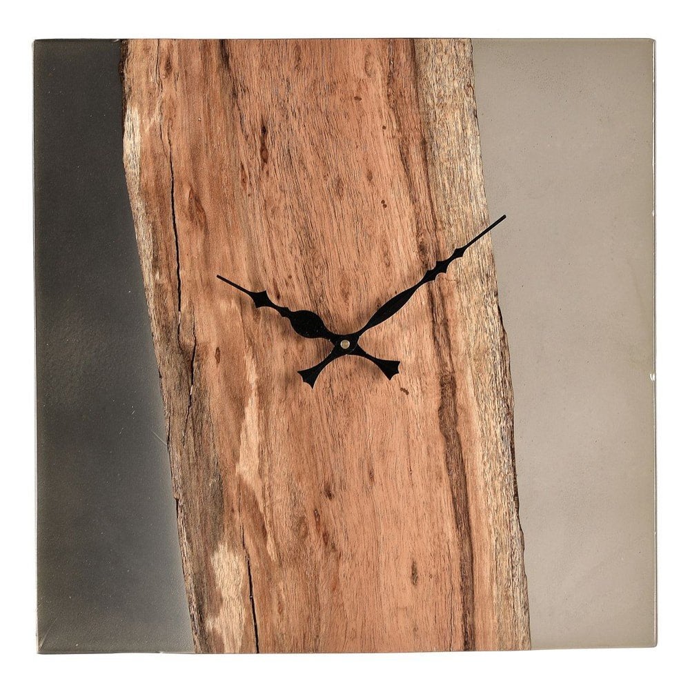 Nieuwe WANDKLOK klok mango hout in epoxy - wall clock, Analoog, Nieuw, Ophalen of Verzenden, Scandinavisch