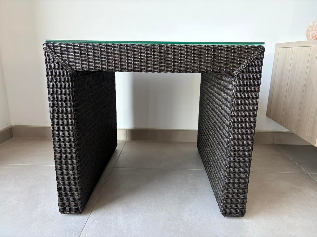 Rotan bijzettafel, Huis en Inrichting, Tafels | Bijzettafels, Ophalen, Zo goed als nieuw