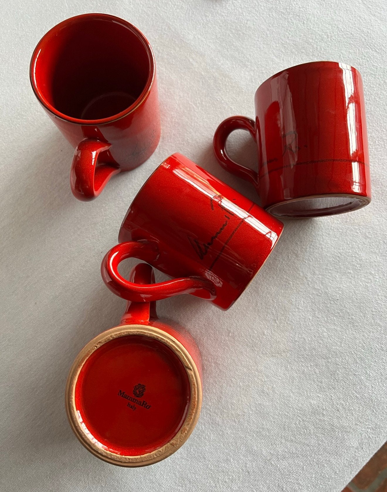 4 tasses à bol rares MAMMA RO Mammaro signées Coffee Italy, Enlèvement ou Envoi