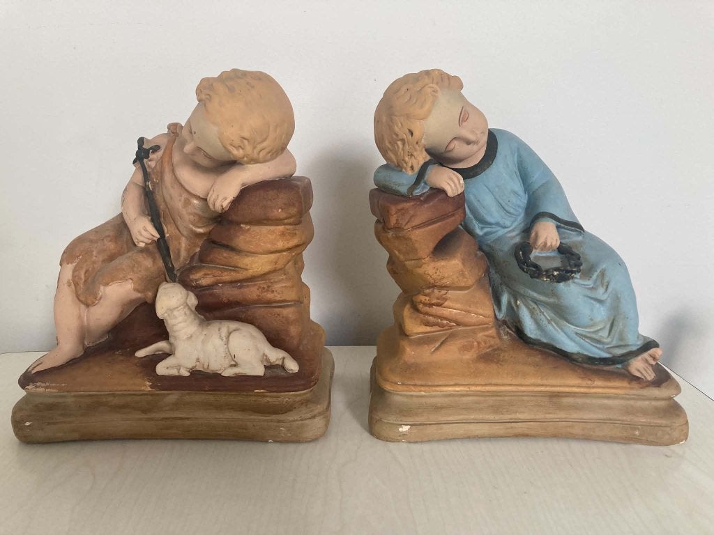 Set beelden heilige Johannes en Jezus als kind, Antiek en Kunst, Ophalen