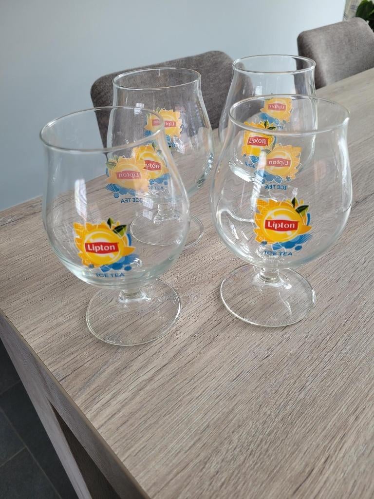 4 Lipton ICE TEA glazen, Verzamelen, Glas en Drinkglazen, Nieuw, Frisdrankglas, Ophalen