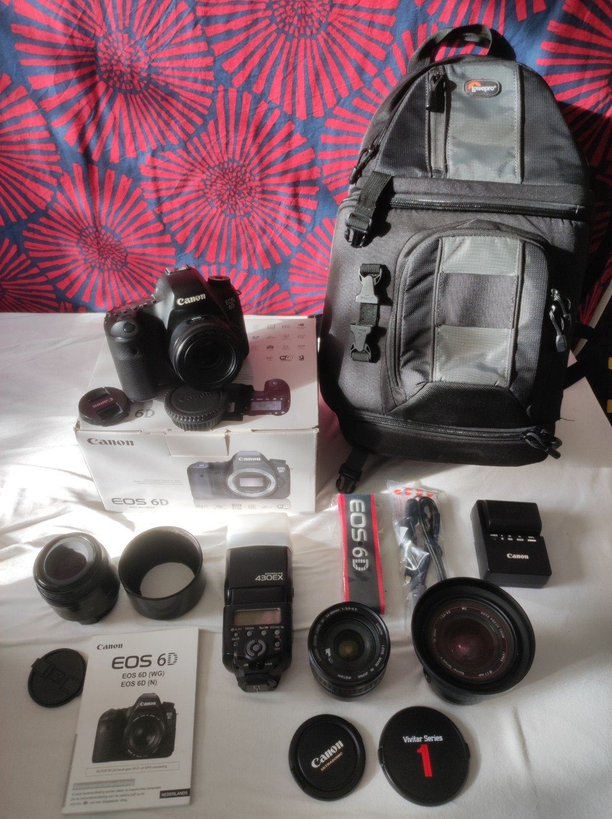 Canon 6d (fullframe) + 4 lenzen + flitser + tas, Gebruikt, Spiegelreflex, Bluetooth, Canon