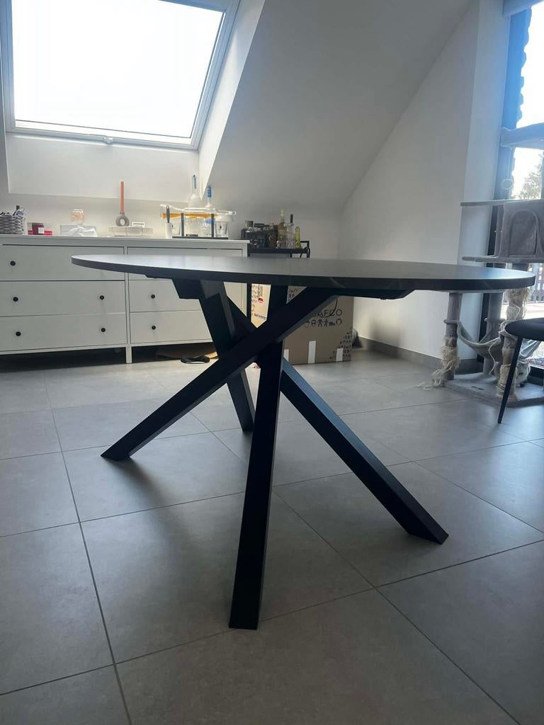 Table à manger +4 chaises, Maison & Meubles, Enlèvement, Comme neuf, Ovale
