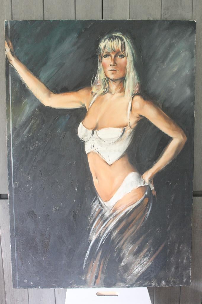 Erotisch schilderij dame in lingerie Hendrik Van den Bossche, Antiek en Kunst, Ophalen
