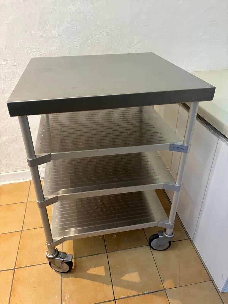 bulthaup Solitaire roltafel roestvrij staal, Ophalen, Zo goed als nieuw