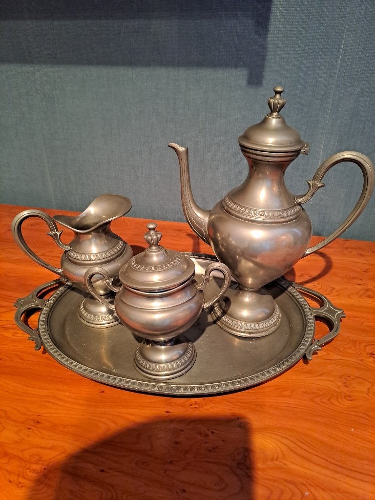 Tinnen servies en spiegel, Antiek en Kunst, Ophalen