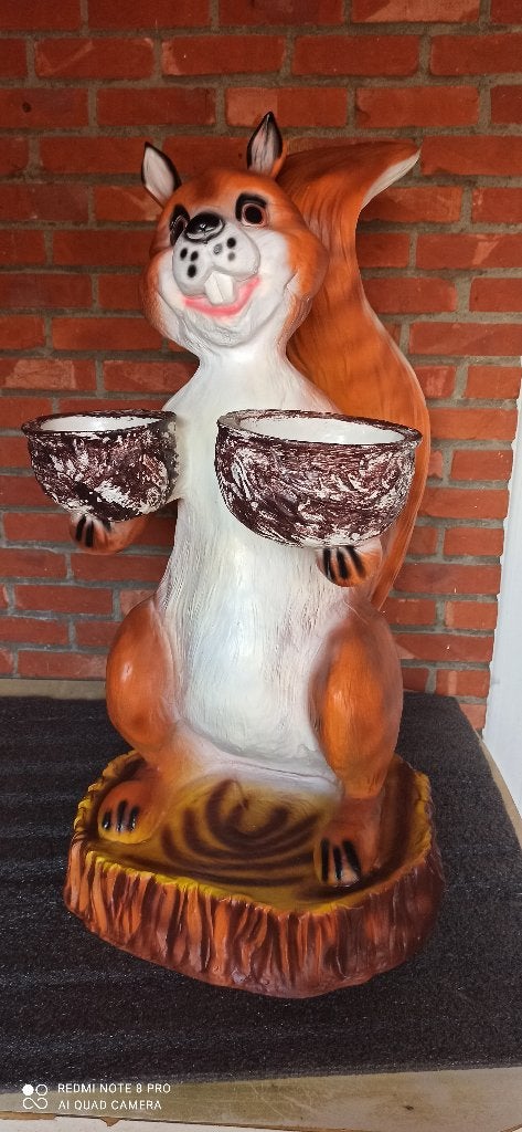 eekhoorn met potjes, Ophalen, Nieuw, Kunststof, Dierenbeeld