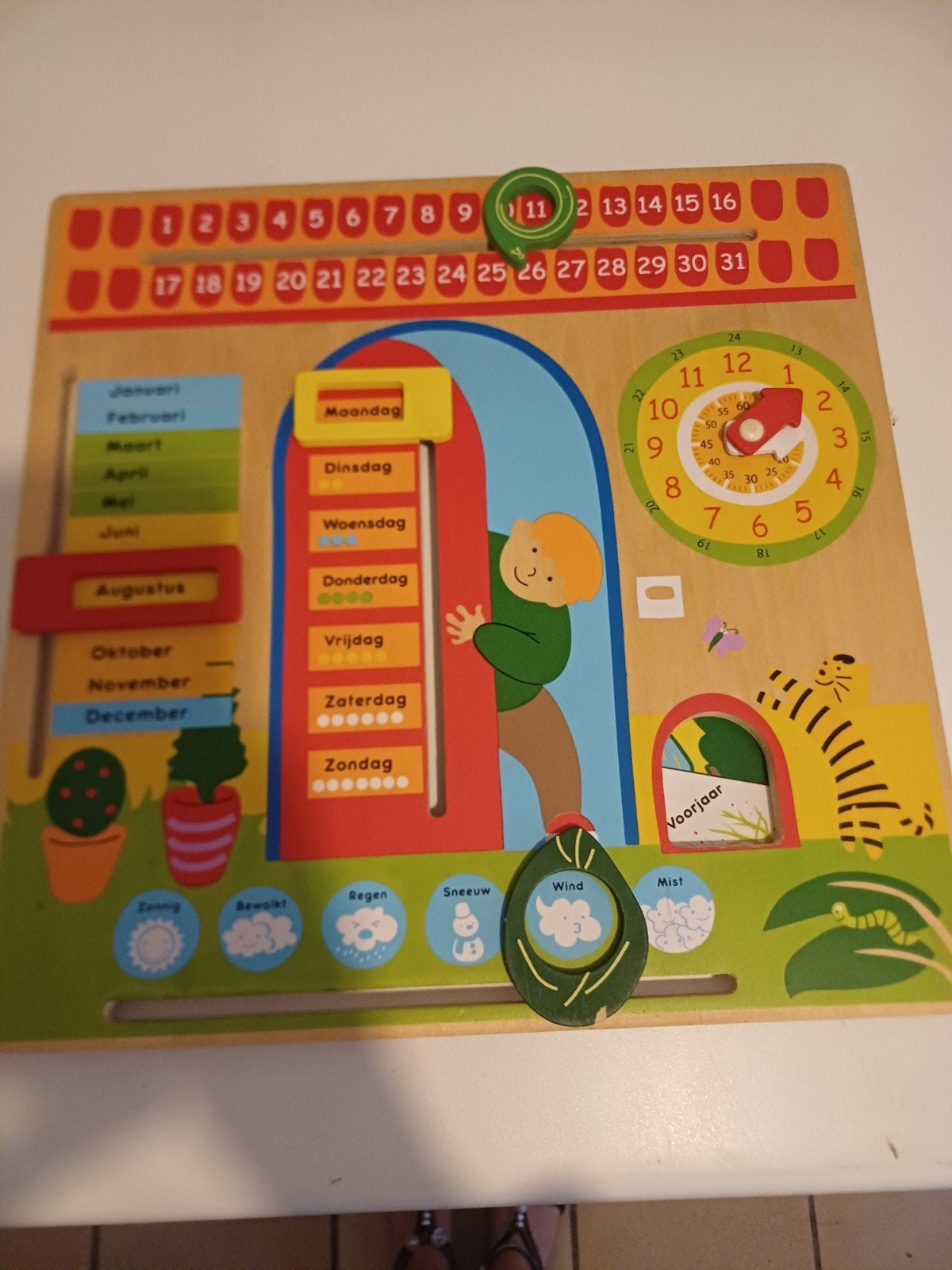 Houten leerbord maanden dagen seizoen uren, Diversen, Kalenders, Ophalen of Verzenden, Dagkalender, Zo goed als nieuw